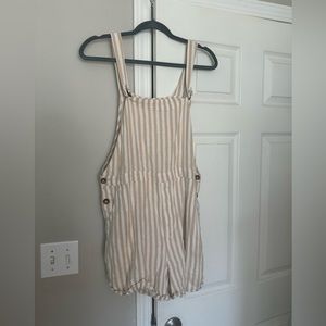 Hollister tan and white striped romper